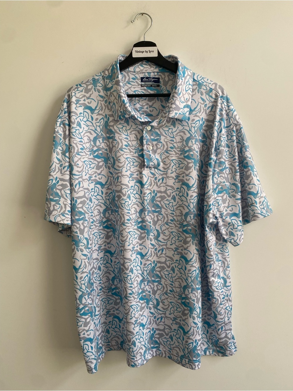 Hogan Men’s Blue & White Abstract Print Polo 2/$20